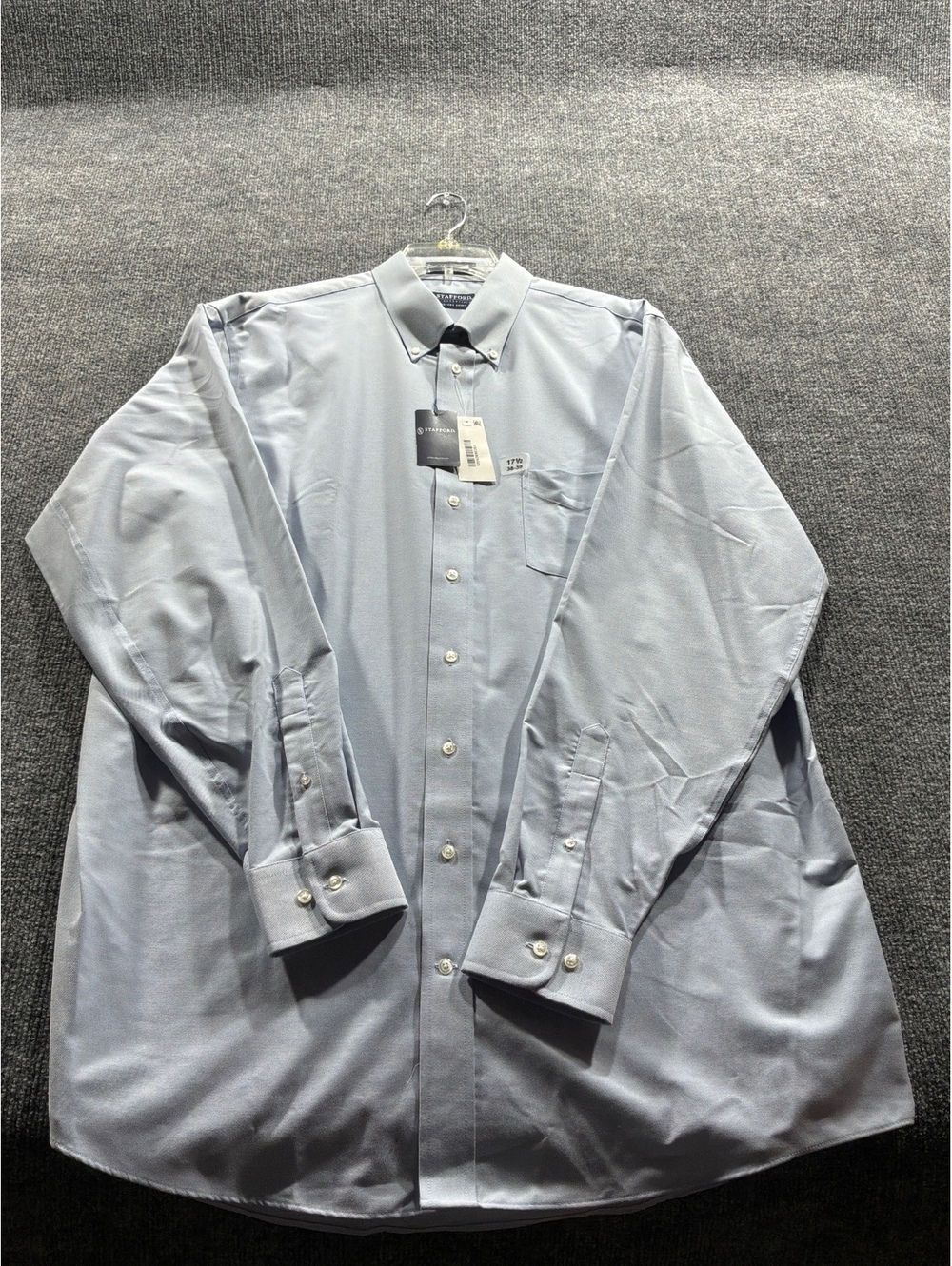 Stafford Essentials Men's Oxford Dress Shirt Light Blue 17.5 38-39 X-Tall